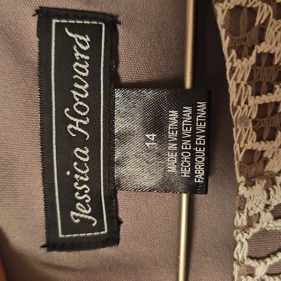 Taupe Lacey Dress| Jessica Howard| W Sz. 14 |Bridal, Winter Formal, Fairycore - Picture 4 of 13